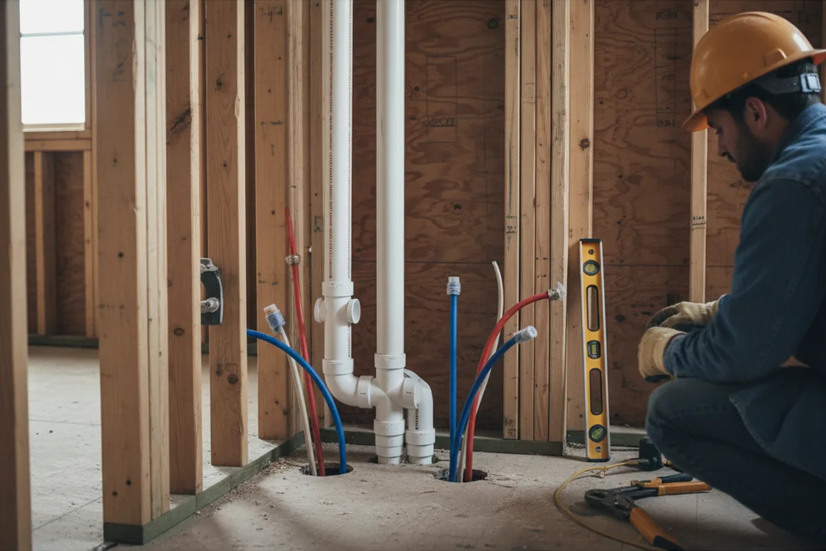 Drain and supply rough-in during Garbage Disposal Repair in Franklinton