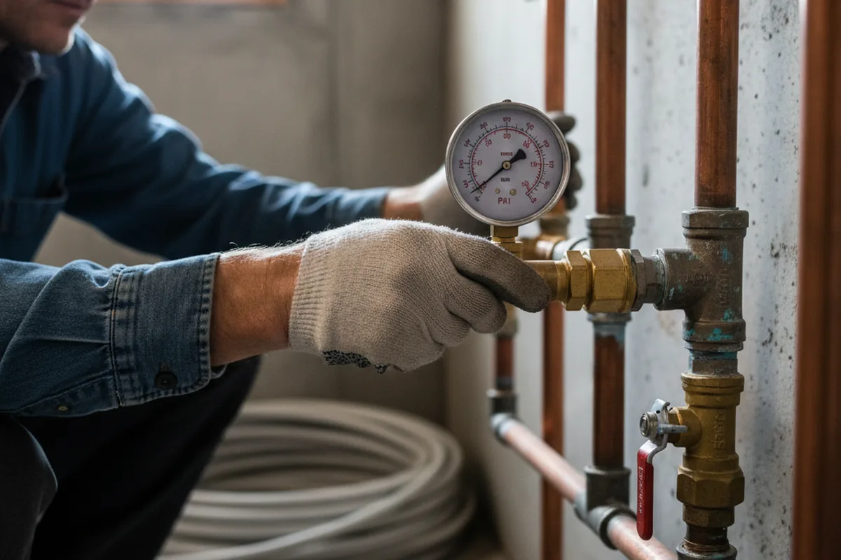 Pressure testing a repaired line during Water Line Repair in Franklinton